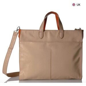 Buxton Business Tote Beige Orange 15.6” Laptop Detachable Shoulder Straps NWT